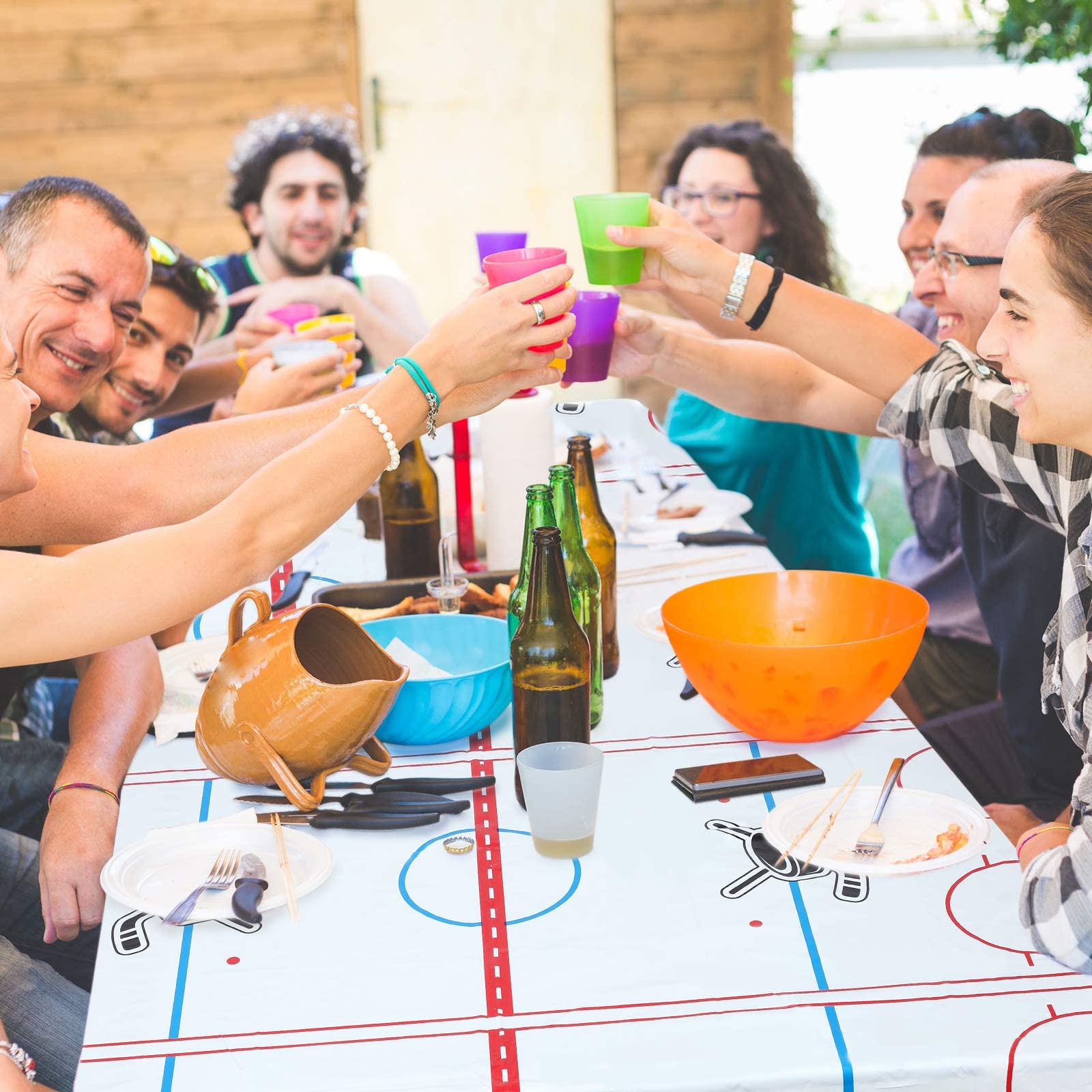 Boao Hockey Tablecloth Ice Hockey Field Table Cover Plastic Tablecloth Dining Room Kitchen Rectangular Table Cover For Patio Pic